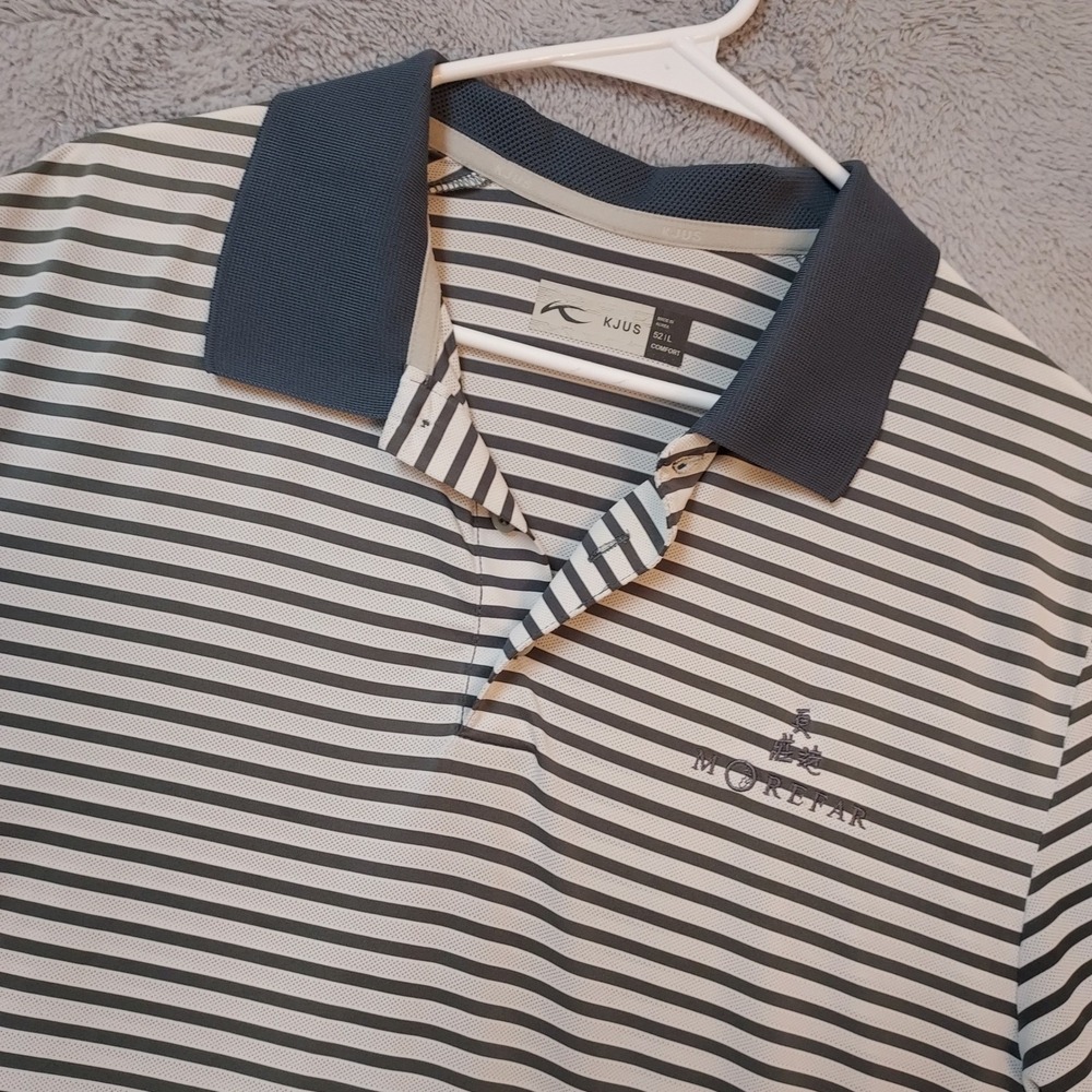 Kjus  Polo Shirt Mens Large Morefar Golf Course Luis Stripe Performance Green 52